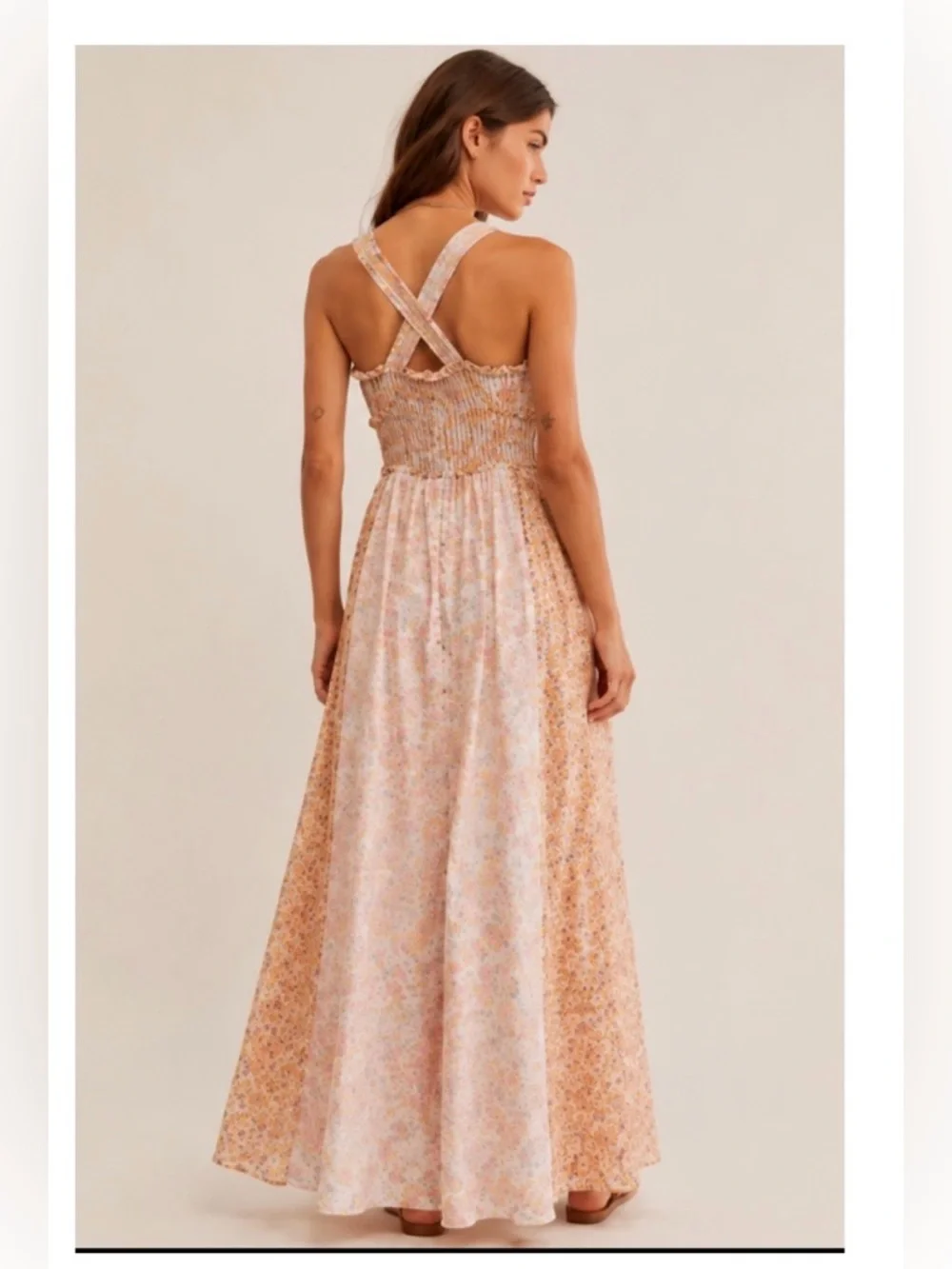 NWT Free People Dance With Me Floral Maxi Dress Smocked Boho Cottagecore S